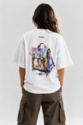 Watercolor Bag Graphic Oversized Tee – White