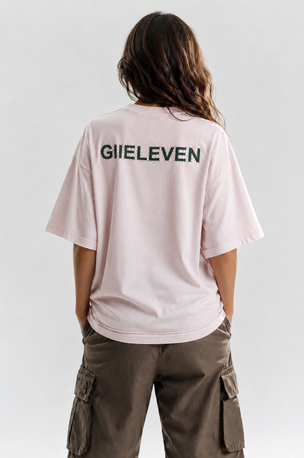 GIIELEVEN Back Print Oversized Tee – Blush Pink