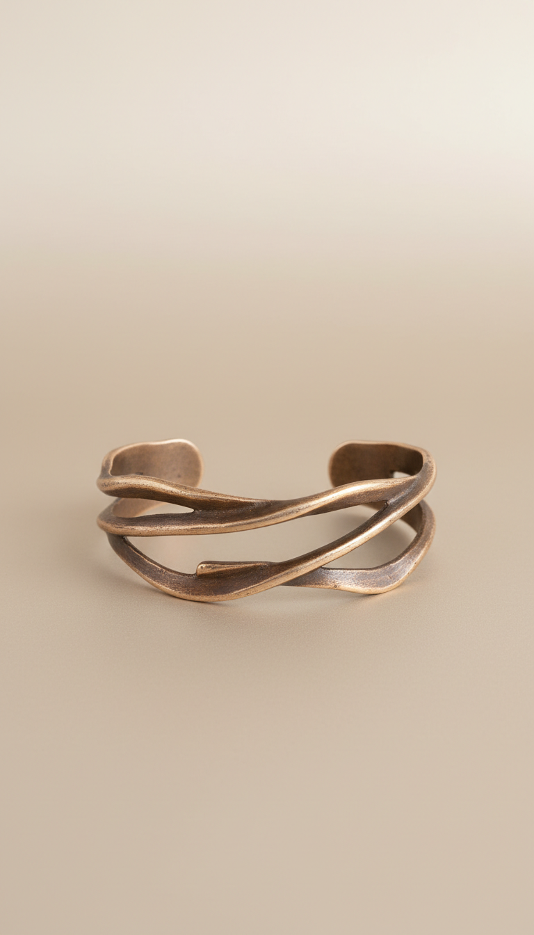 Bronze Sculpted Cuff Bracelet Handcrafted