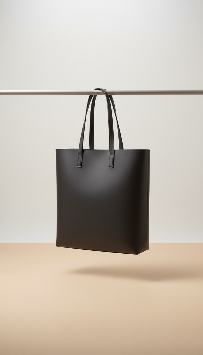 Minimalist Leather Tote Bag with Structured Base