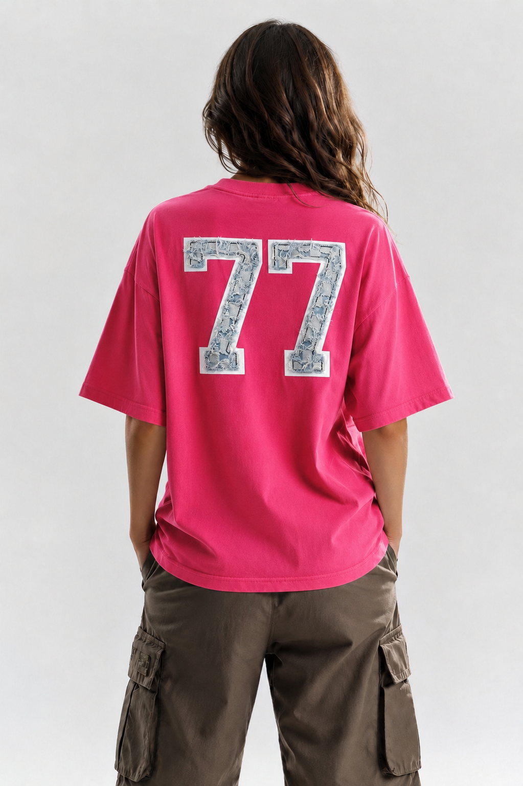 77 Varsity Graphic Oversized Tee – Hot Pink