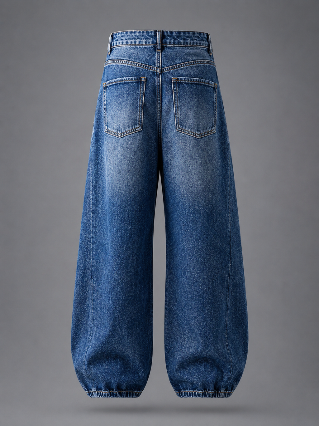 Mid Blue Washed Ripped Balloon Leg Jeans