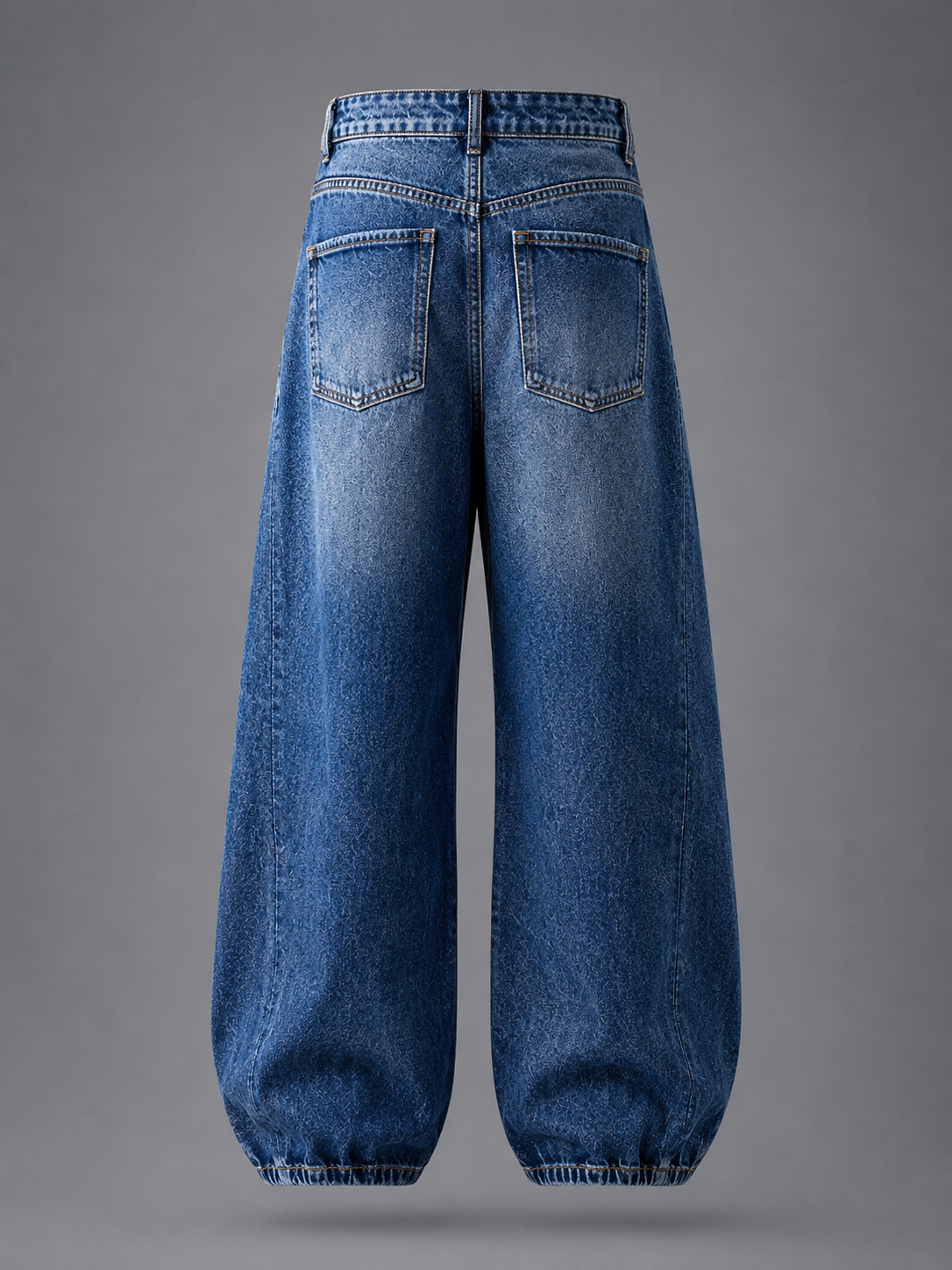 Mid Blue Washed Ripped Balloon Leg Jeans