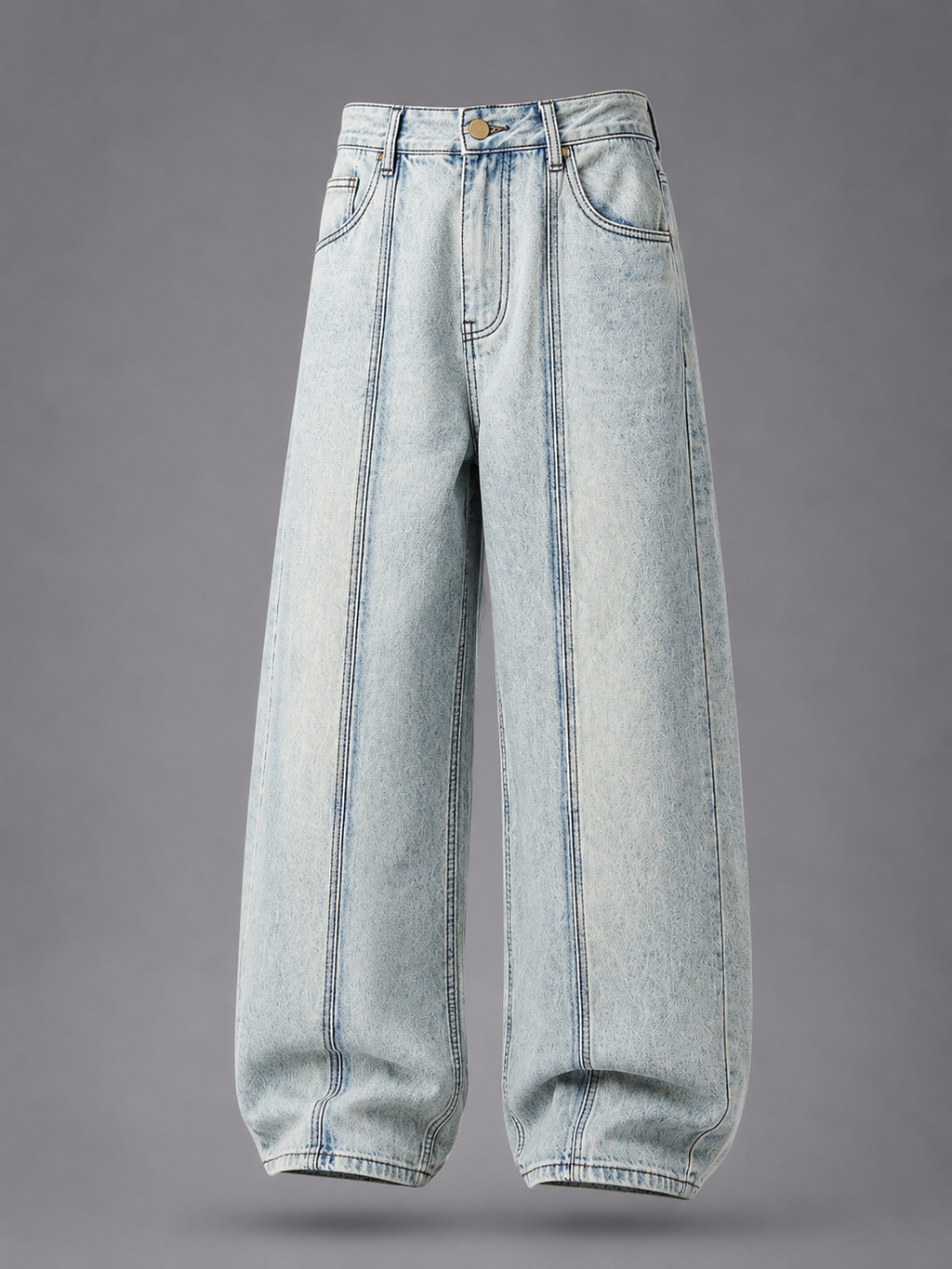 Contrast Stitch Ice Wash Balloon Leg Jeans