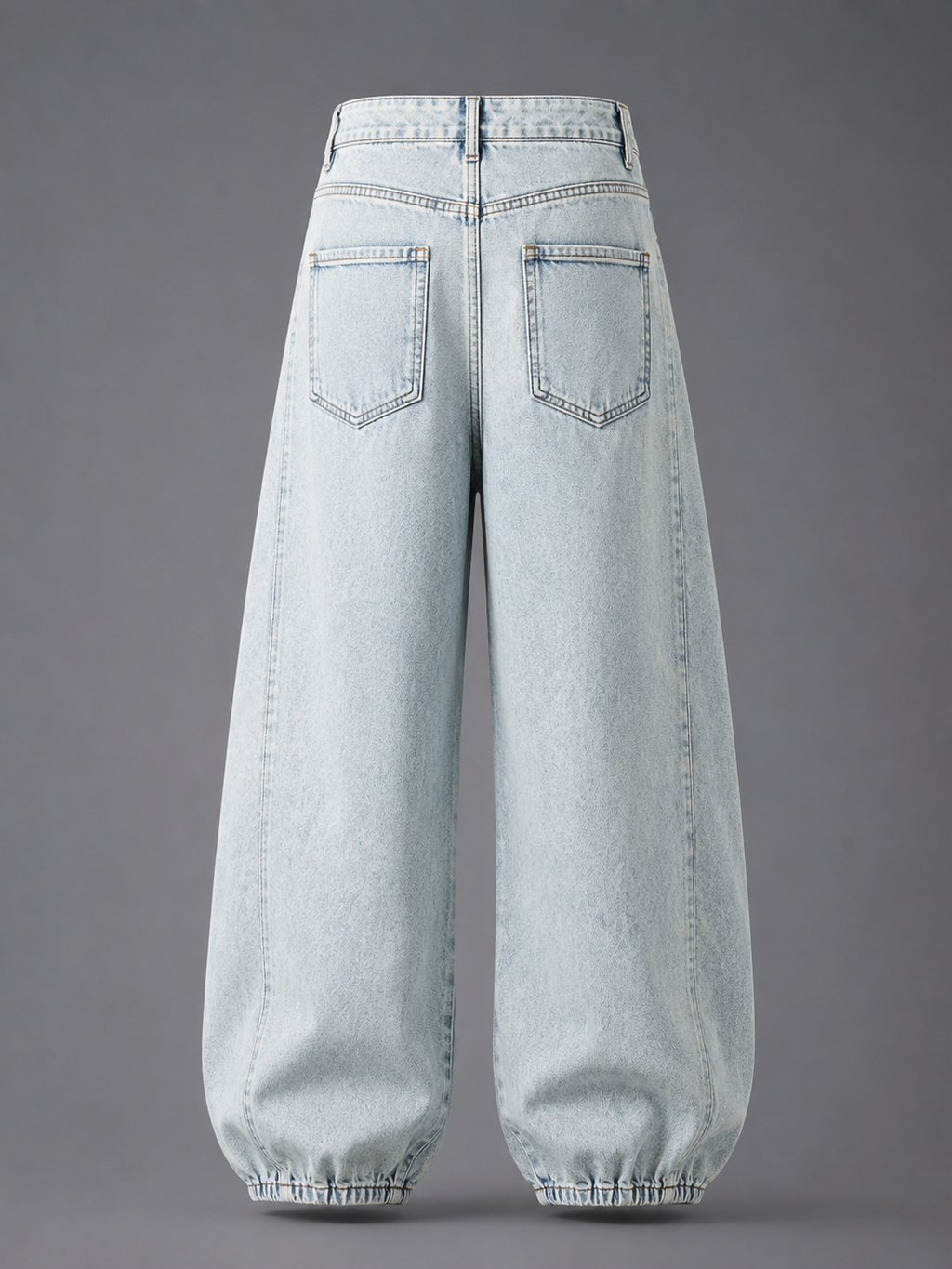 Contrast Stitch Ice Wash Balloon Leg Jeans