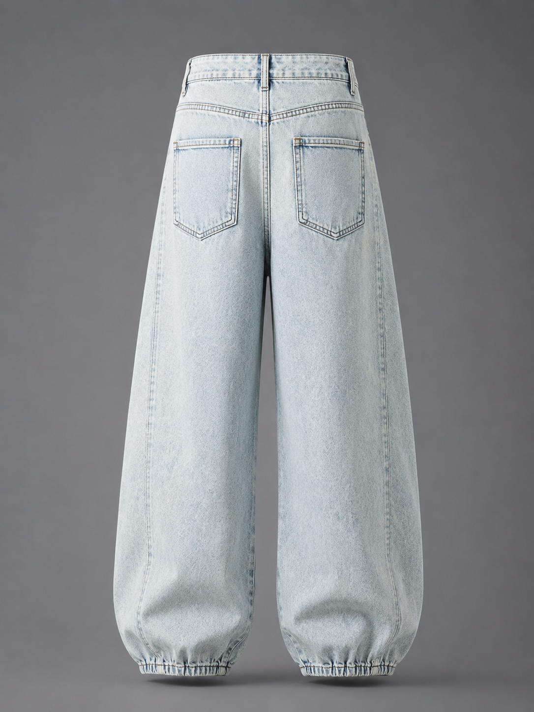 Contrast Stitch Ice Wash Balloon Leg Jeans