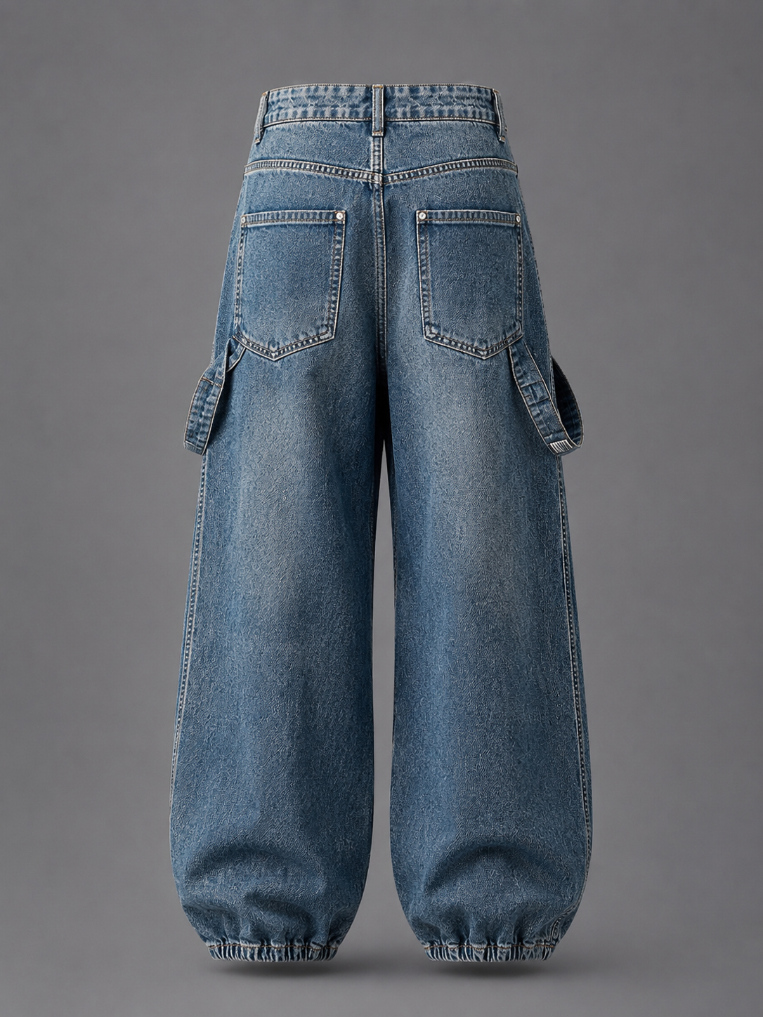 Cargo Pocket Balloon Leg Jeans – Vintage Wash