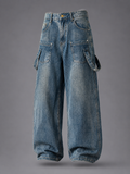 Cargo Pocket Balloon Leg Jeans – Vintage Wash
