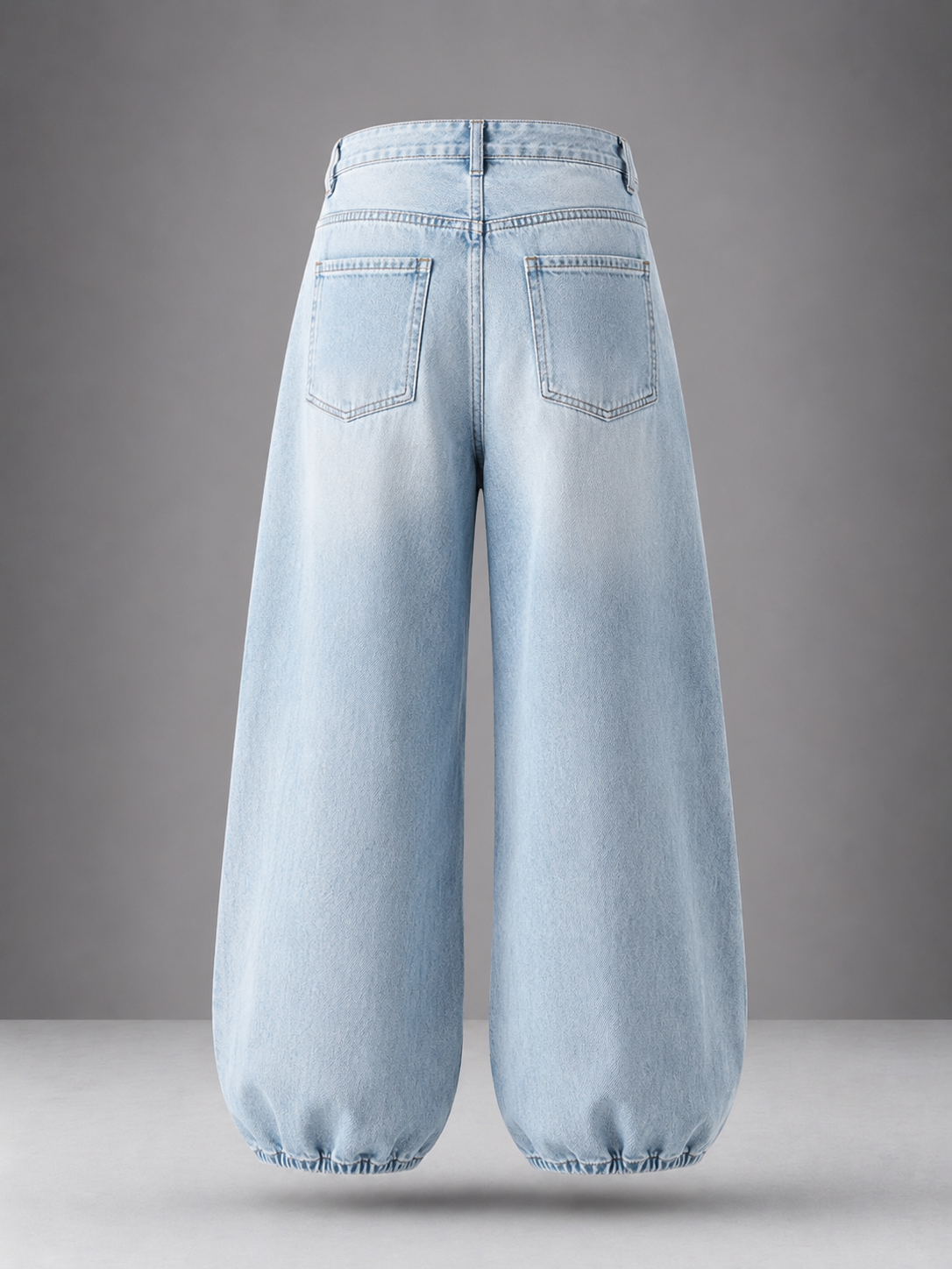 Ice Blue Distressed Balloon Leg Jeans