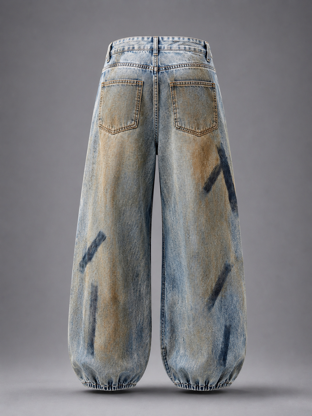 Graffiti Brushstroke Ripped Balloon Leg Jeans