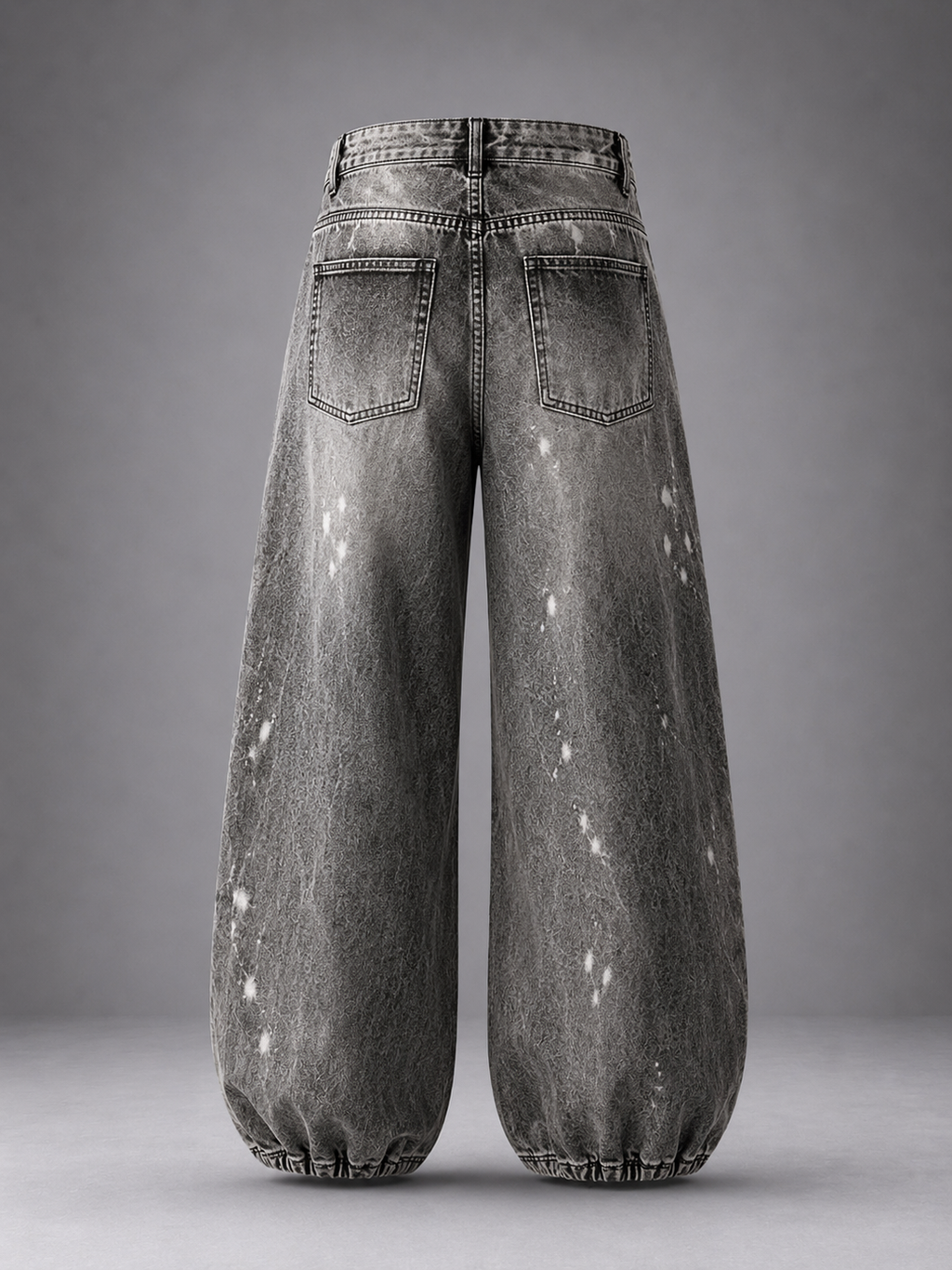 Distressed Paint Splatter Balloon Leg Jeans