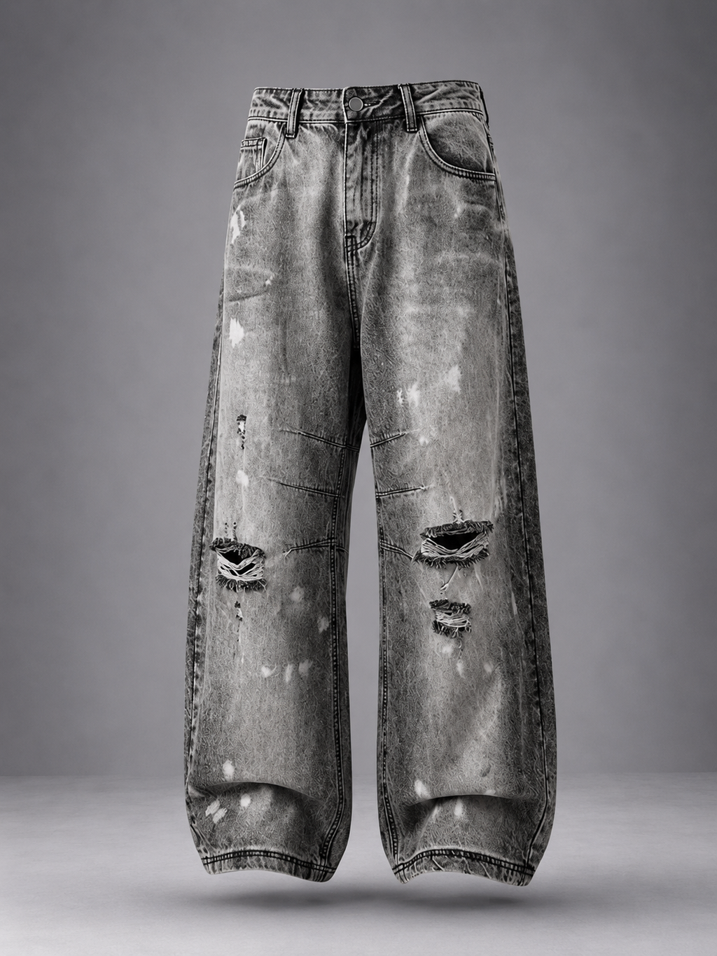 Distressed Paint Splatter Balloon Leg Jeans
