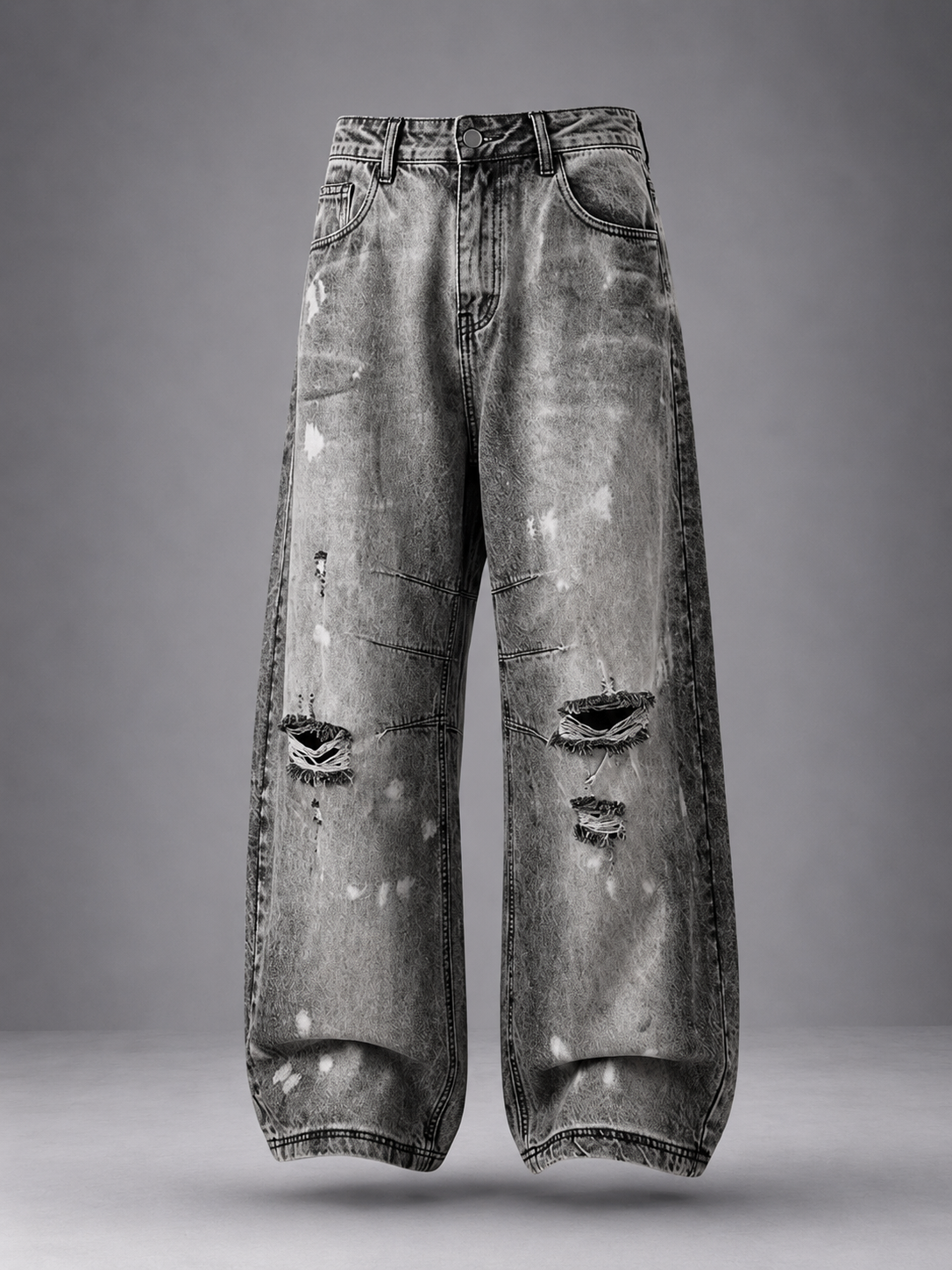 Distressed Paint Splatter Balloon Leg Jeans