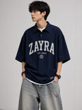 ZAYRA EST. 2004 Varsity Oversized Polo – Navy Blue