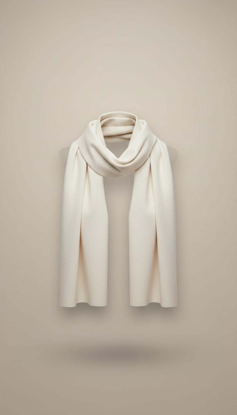 Ivory Cashmere Scarf Ultra-Fine Weave
