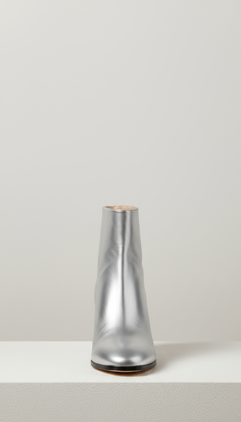 Urban Silver Ankle Boots Mirror Finish
